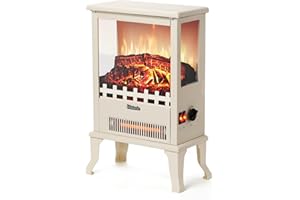 TURBRO 19" 1500W Infrared Electric Fireplace Stove, 3-Sided View, Realistic Flame, Overheat Protection, CSA Certified - for Small Spaces