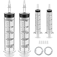 2Pack 250ML Extra Large Syringe and 2Pack 20ML Plastic Syringes with Tip Adapter&Soft Tube, Sterile Individually Wrap Measurement and Dispensing Syringe Tools for Science Labs,Feeding Pets (250ml, 2)