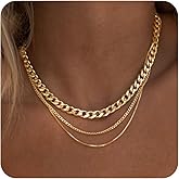 ZIIERMOSS 3PCS Gold Necklaces for Women,Chunky Statement Gold Plated Necklace Stack Layered Sterling Silver Herringbone Chains for Women Dainty Trendy Silver Chains Stacked Jewelry Gifts
