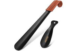 NINEMAX Shoe Horn Long Handle for Seniors Men Women, Metal Long Shoehorn for Boots, Shoe Spoon Helper 16.5''