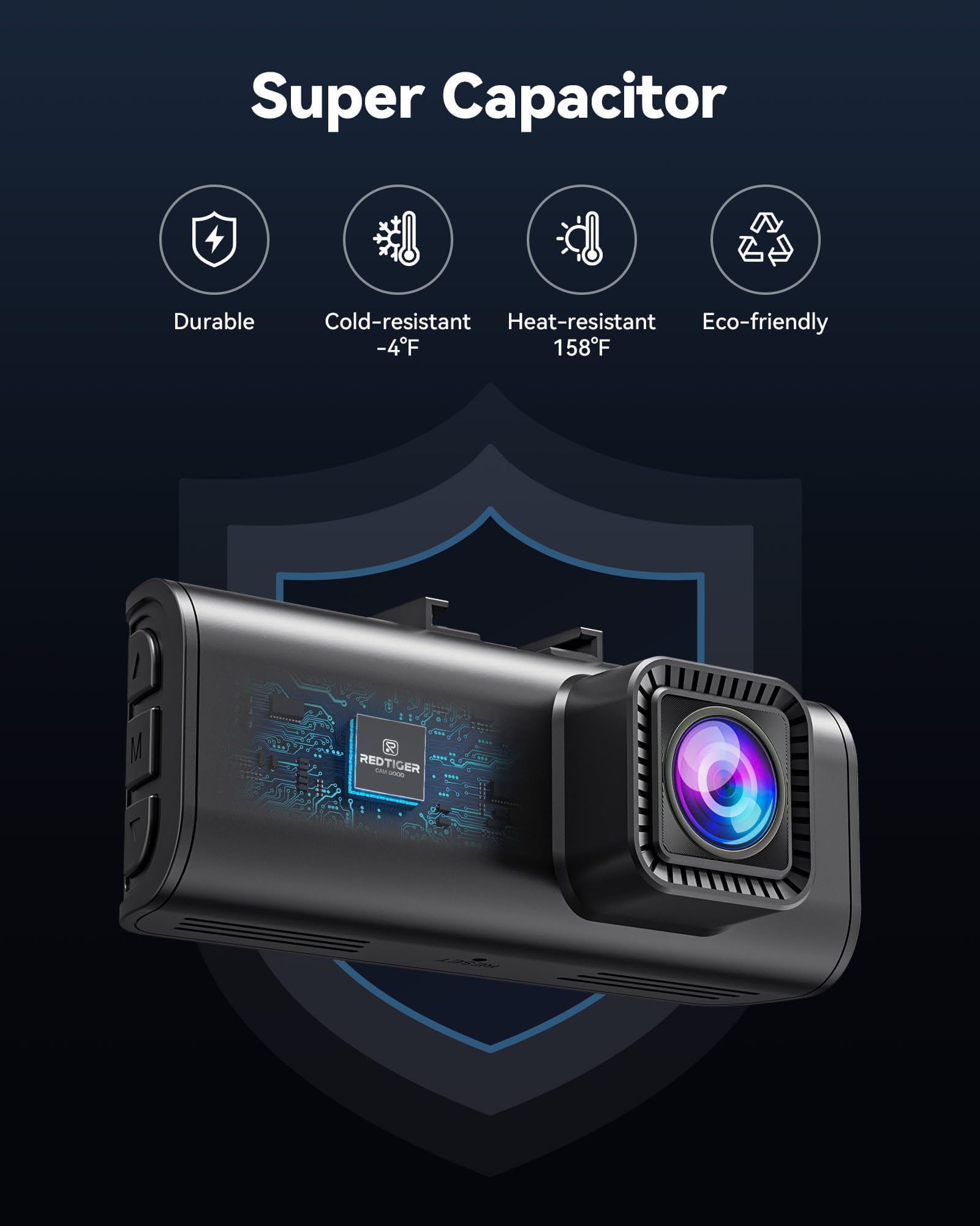 REDTIGER 4K Dash Cam Front and Rear, STARVIS 2 Sensor, Touch Screen 3.18