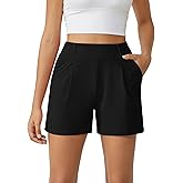 G4Free EverGoing Dressy Casual Shorts for Women 5" High Waisted Summer Lounge Pleated Shorts with Pockets
