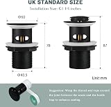 Wasserrhythm Basin Waste Black Pop Up Click Clack UK G1 1/4 BSPP view 6