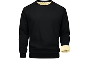 Crewneck Sweatshirt Men Warm Sherpa Fleece Lined Thick Pullover Shirts Long Sleeve Tops Soft Solid Color Sweaters
