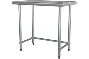 KROLLEN INDUSTRIAL 24" x 36" 18-Gauge 430 Stainless Steel Open Base Work Table for Commercial Kitchen, Restaurant, Cafe