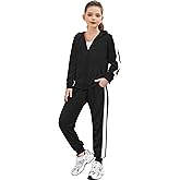 Zaclotre Girls 2 Piece Outfits Sweatsuit Zip Up Hoodie Sweatshirt and Sweatpant Tracksuit Athletic Jogger Sets