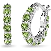 Sterling Silver Round Small Colored European Crystals Huggie Hoop Earrings for Women