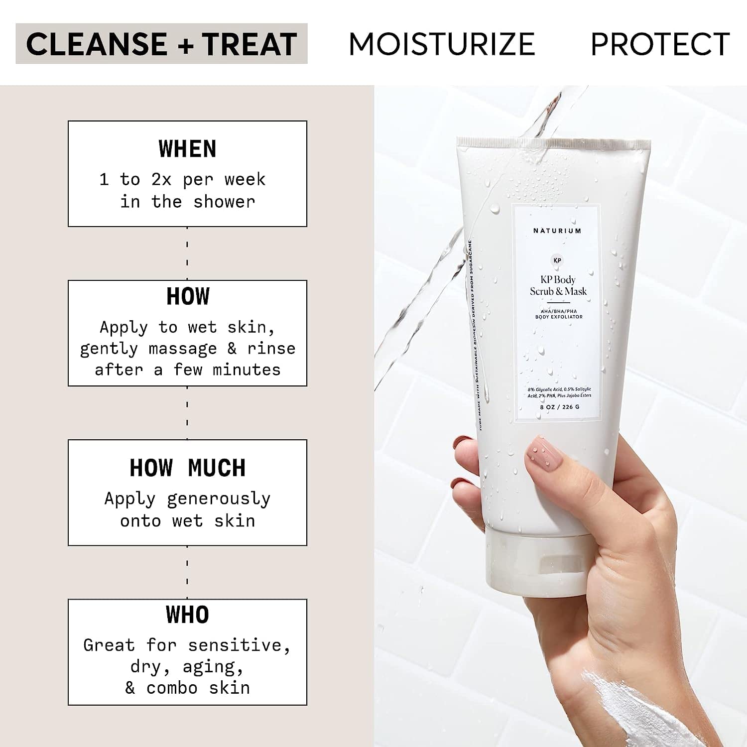 Naturium KP Body Scrub & Mask for Keratosis Pilaris, Bump Eraser Shower Scrub & Exfoliator for Skin, 8 oz - Image 2