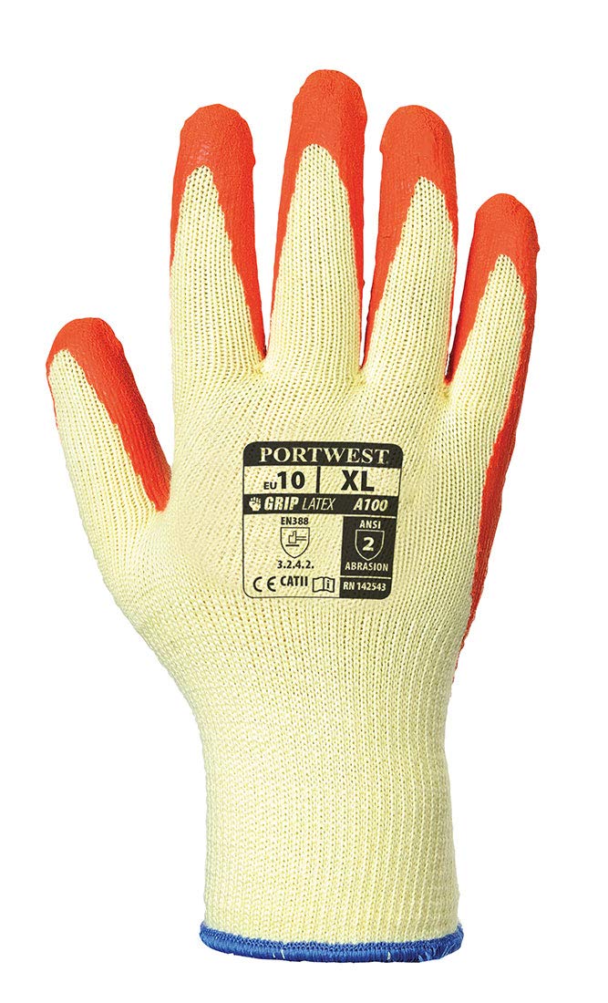 Portwest A100 Premium Resistant Grip Glove Latex Orange, X-Large, XL - Image 4