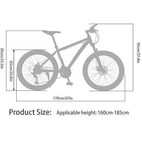 Shlia 26 in Youth and Adult Outroad Mountain Bike for Men Women, 21 Speed Non-Slip Bicycle, Aluminum/Carbon Steel Full MTB Bike, Quick Installati