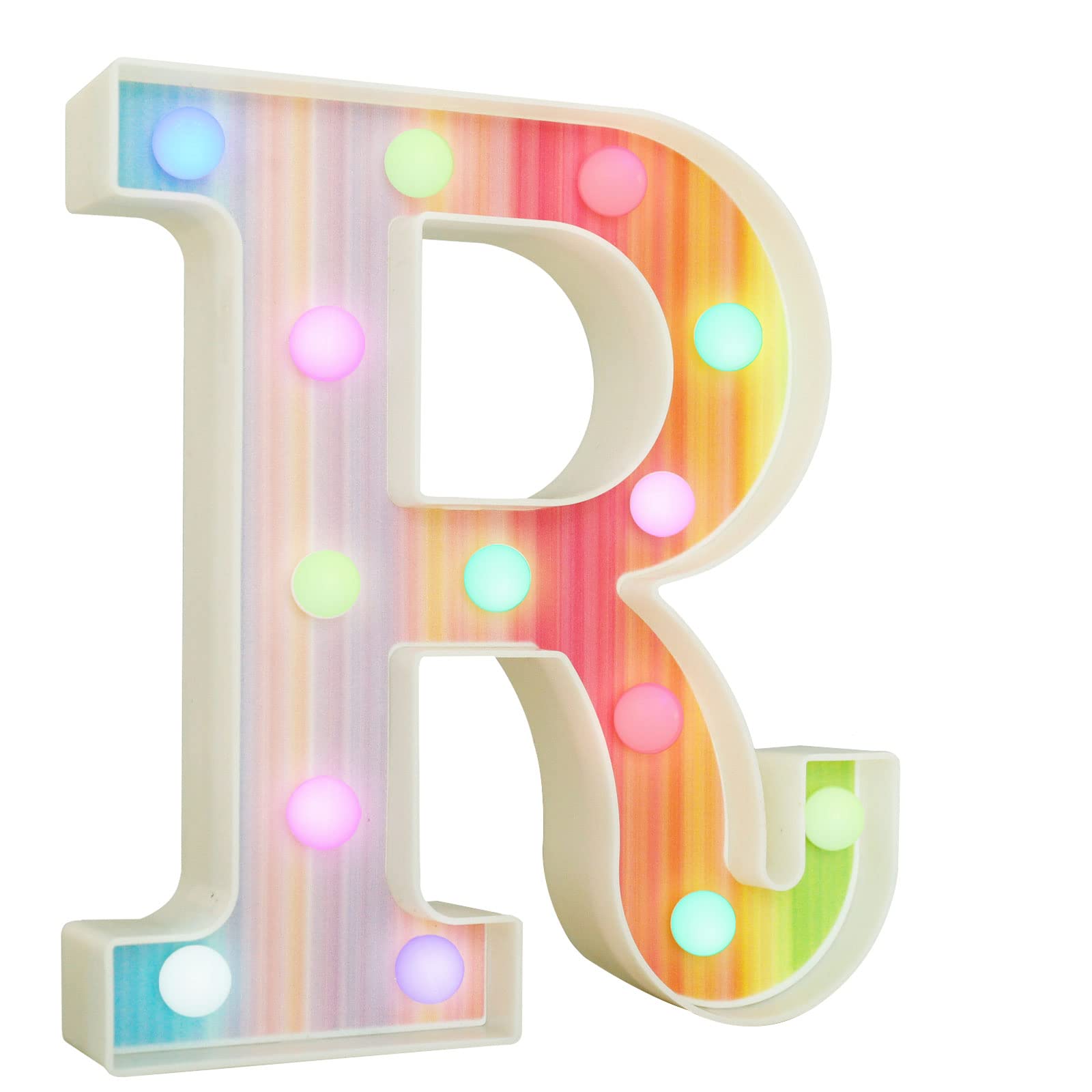 Rainbow Light Up Letters, Colorful LED Letter Lights 16 Color Changing Alphabet Sign Gifts for Girls Women Party Birthday Decorations Remote Night Light Christmas Valentine Wall Table Decor - R