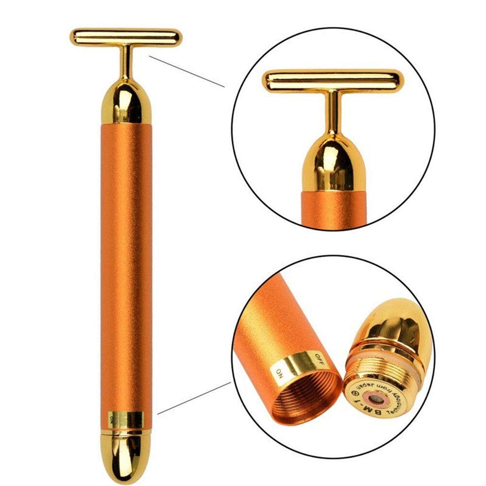 Energy Beauty Bar Jade Head 24K Gold Pulse Face Wrinkles Massager Facial Body Skin Care Vibrating Massage Tools Birthday Gift (T Head)