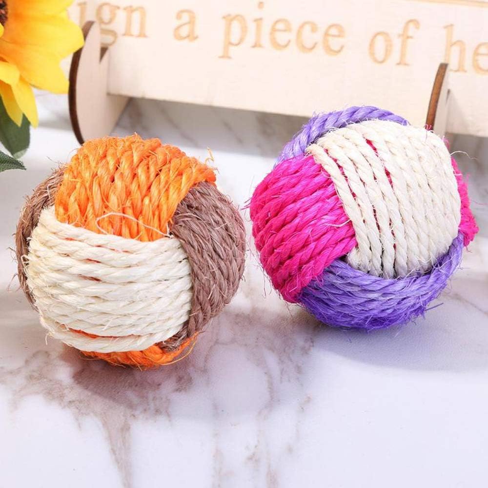 SUNTRADE 3Pcs Cat Toy Sisal Ball Pet Scratching Ball Chew Eco-Friendly Toy Pets Interactive Toy Bite and Wear Resistant(Random Color) : Pet Supplies