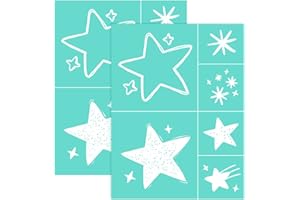 OLYCRAFT 2pcs 11x 8.5Inch Self-Adhesive Silk Screen Printing Stencil Twinkle Star Reusable Mesh Stencils Transfer Washable Home Decor for DIY T-Shirt Pillow Fabric Painting Decoration