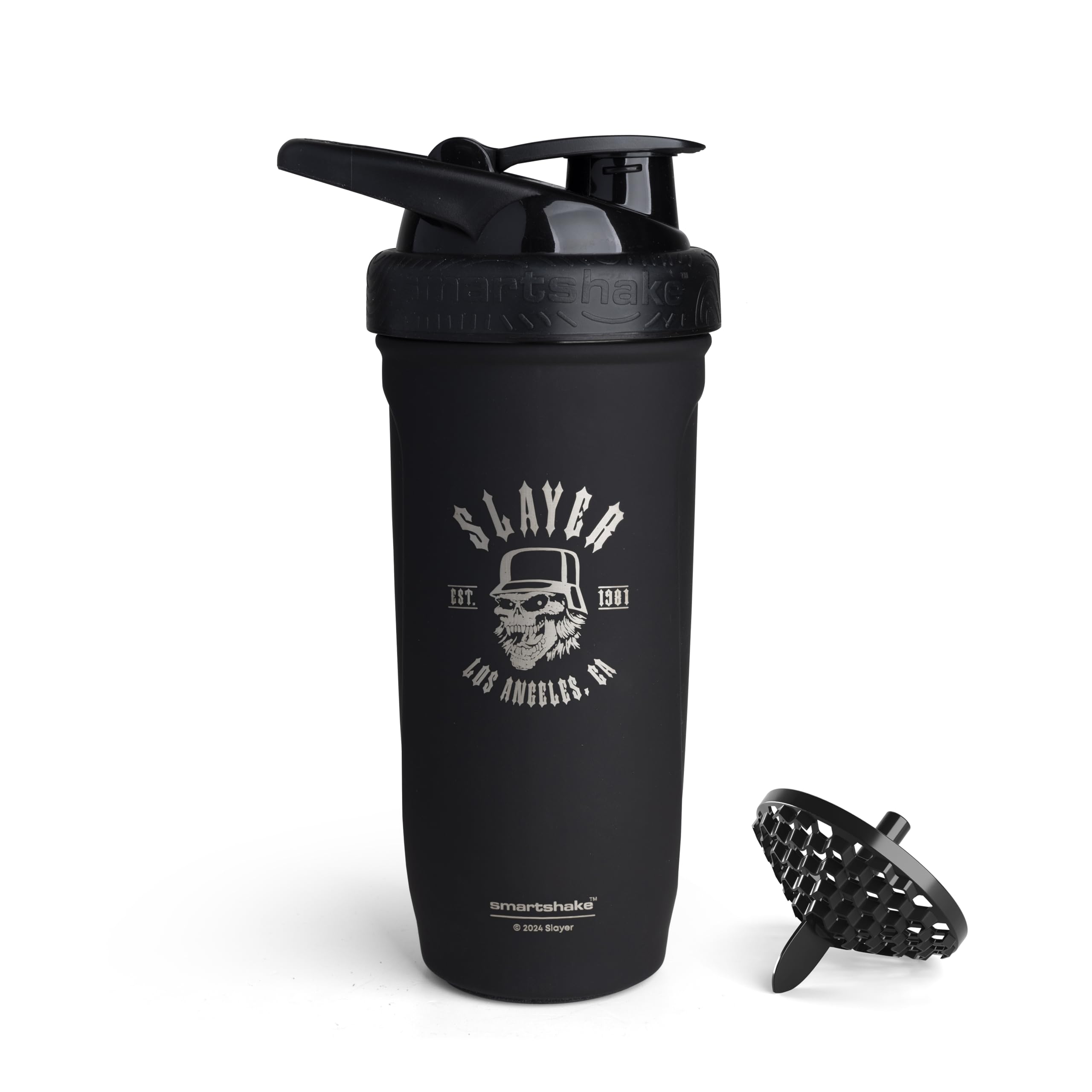 Smartshake Rockband Reforce Stainless Steel Protein Shaker Bottle - Non Insulated Gym Shaker Bottles - 900 ml | 30 oz - Leakproof Screw-on Lid - BPA Free | Slayer, Los Angeles Logo