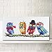 SEVEN WALL ARTS - 100% Hand Painted Oil Painting Animal Colorful Animal Painting with Stretched Frame Wall Art for Home Decor Ready to Hang (18 x 36 Inch, Colorful Owls)