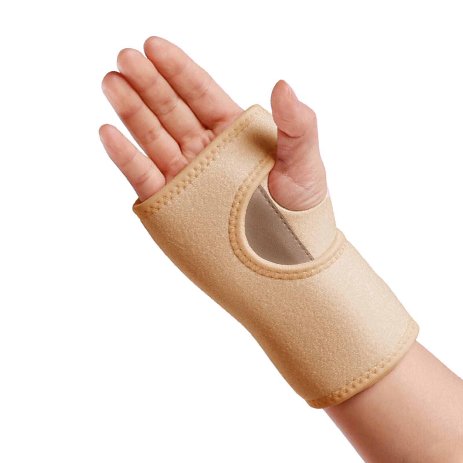 yeloumiss Wrist Splint Support Brace Compression Wrist Brace Elastic Adjustable Carpal Tunnel Support with Metal Strip for Sports, Fitness, Arthritis, Tendonitis One Size Single (Beige, Right Hand)