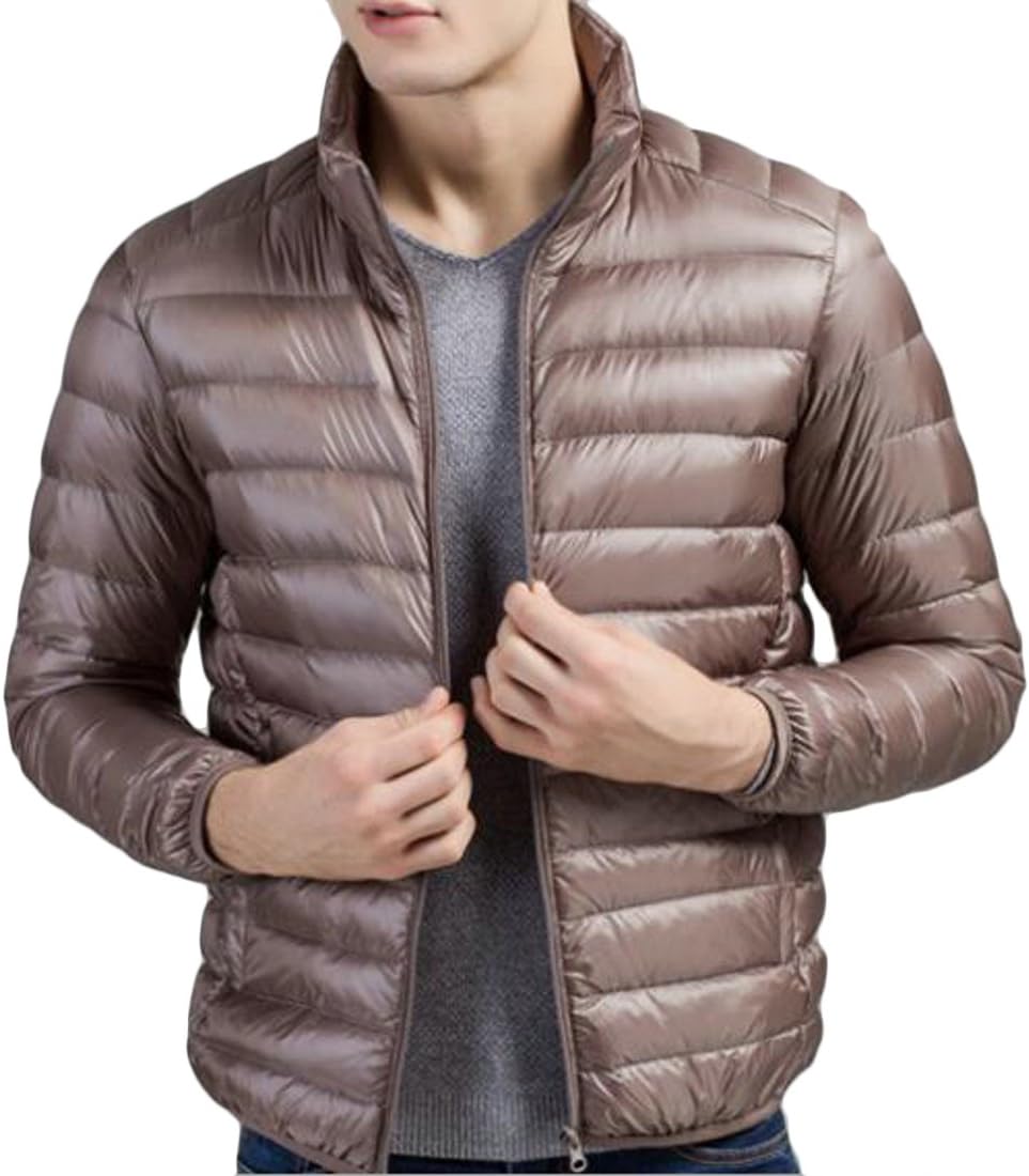 Happiness Entrance H&E Men's Puffer Solid Packable Quilted Jacket Down Coat Outwear
