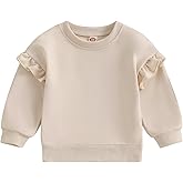 Newborn Baby Girl Oversized Sweatshirt Ruffle Long Sleeve Crewneck Cotton Pullover Sweater Tops Toddler Fall Clothes