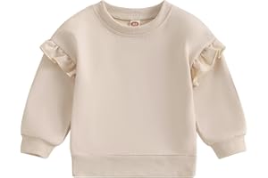Doisbetthsay Baby Girl Boy Sweatshirts Toddler Trendy Solid Color Crew Neck Long Sleeve Pullovers Child Loose Top