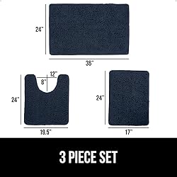 GORILLA GRIP Bathroom Rug Sets 3 Piece, Bath Mat