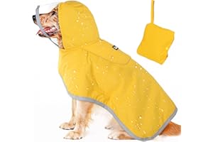 Lukovee Dog Raincoat, Adjustable Dog Rain Jacket with Clear Hooded Double Layer for Large Medium Small Dogs Puppies, Waterproof Rain Coat Poncho with Reflective Storage Pocket & Rim (Y,XL)