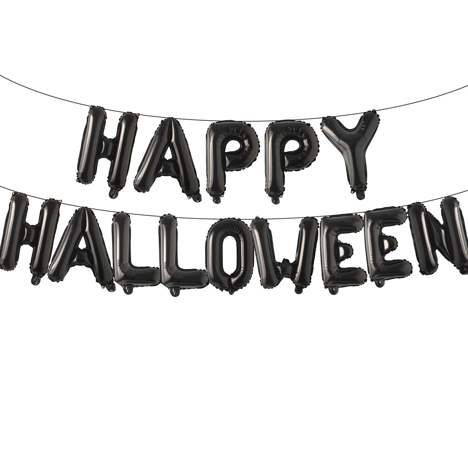 View 1 of 16 Inch Black 'HAPPY HALLOWEEN' Letter Balloons Banner - Mylar Foil Alphabet Balloons for Halloween Decorations, Spooky Celebrations, Haunted House, and Trick-or-Treat Party Supplies