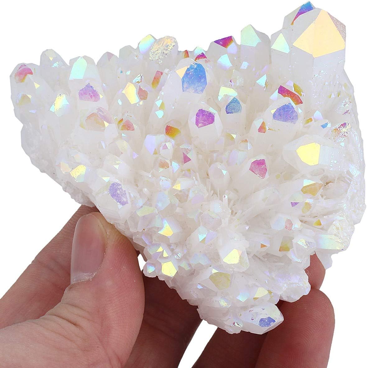 mookaitedecor Titanium Coated Natural Rock Crystal Raw Piece Geode Decorative Stone Natural Piece Gemstone Decoration Sample - Image 3