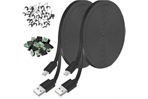 JJMASEE 20FT Power Extension Cable for Wyze Cam V3/V4/OG/V3 Pro,Blink,Arlo Essential,Blink Mini Pan(Not for Wyze Pan v3), Micro USB(Not Type-c) Charging Power Cord for Security Camera 2Pack (Black)