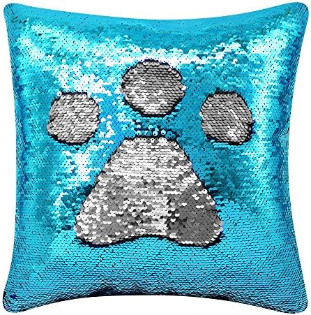 Mermaid Pillow Case USTYLES Reversible Sequin Pillow Covers 16x16 Throw Pillow Case Home Décor Silver and Blue 1PC