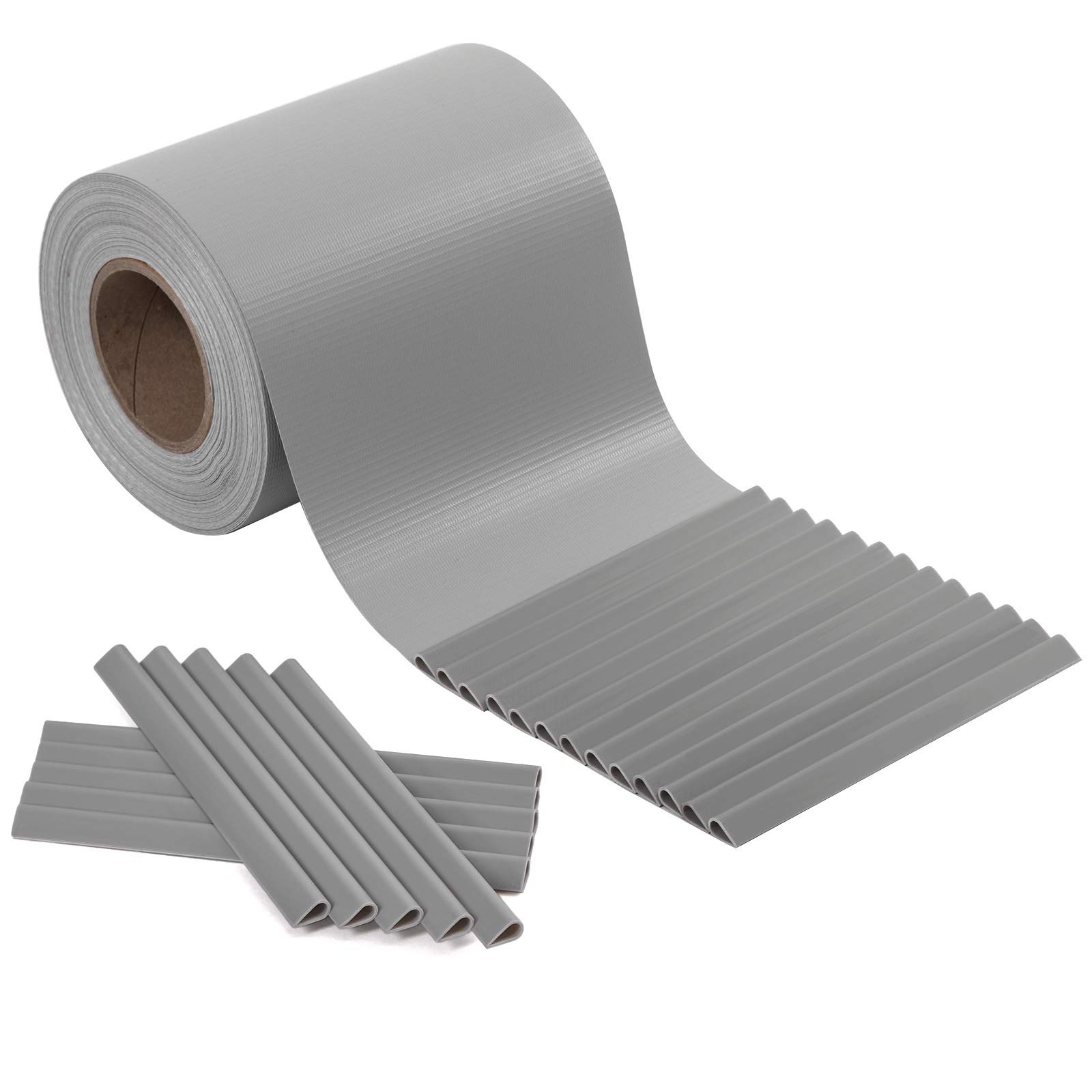 SONGMICS PVC Strips Garden Fence Roll Privacy Screen 40 m x 19 cm Complimentary 25 x Mounting Clips GPJ040Q, Light Grey