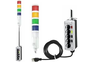 Signaworks 5 Stack Super Bright LED Andon Tower Light, 3 Pos On-Off-Flash, Red/Amber/Green/Blue/White, 8ft Industrial Power Cord, Plug & Play Ready, 3 Prong Plug Meets OHSA Standard *Assembled in USA*