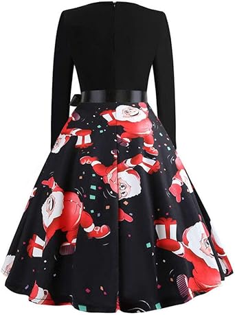 Kleid Timogee Damen Weihnachtskleid Druck-Kleidrock Weihnachten Geschenk Herbst Weihnachtsbandrock Tr/&auml;gerloses Cosplay
