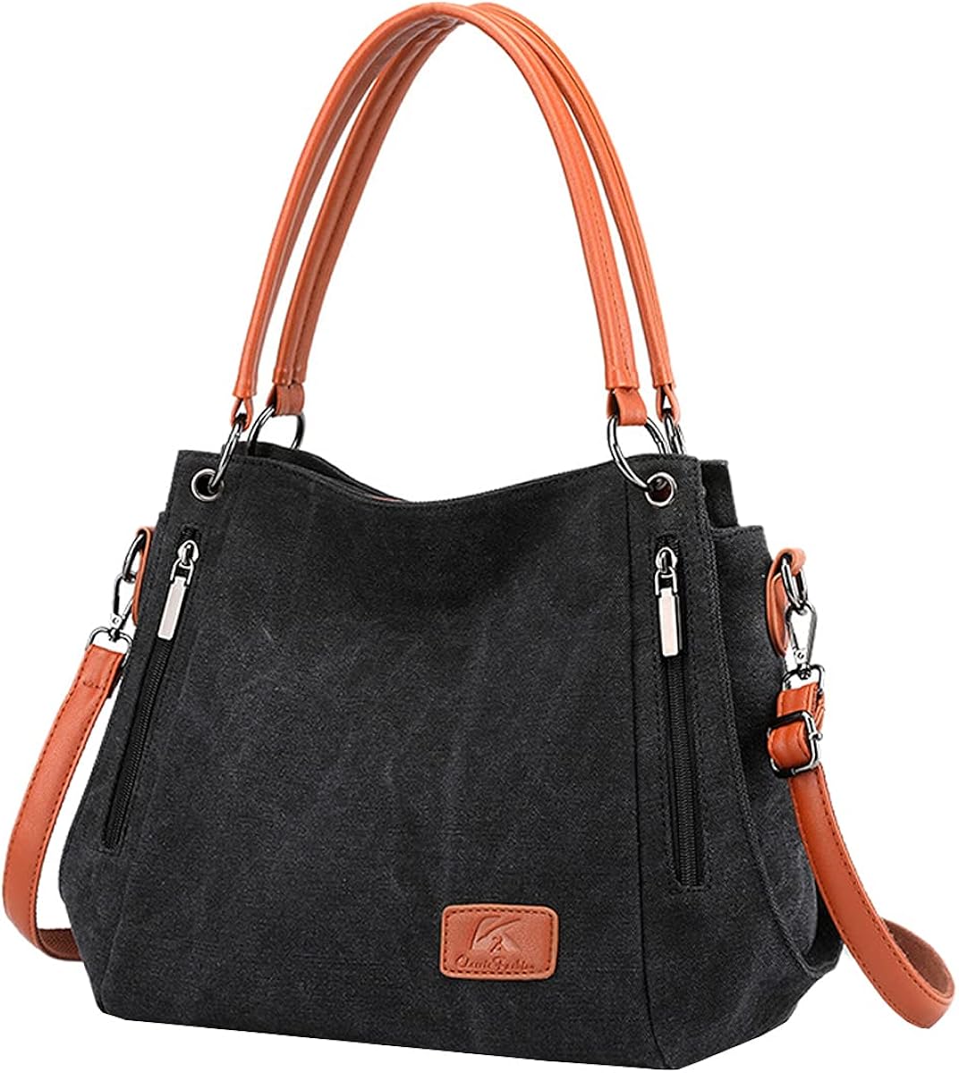 VALIN Women Canvas Bag Black Large Capacity Tote Bag Ladies Shoulder