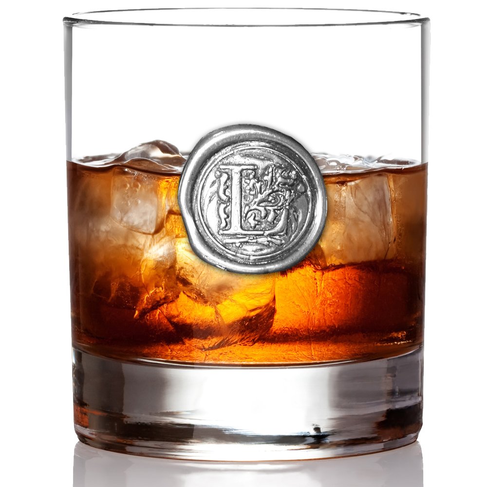 English Pewter Company 11oz Whisky Glass Tumbler with Monogram Initial