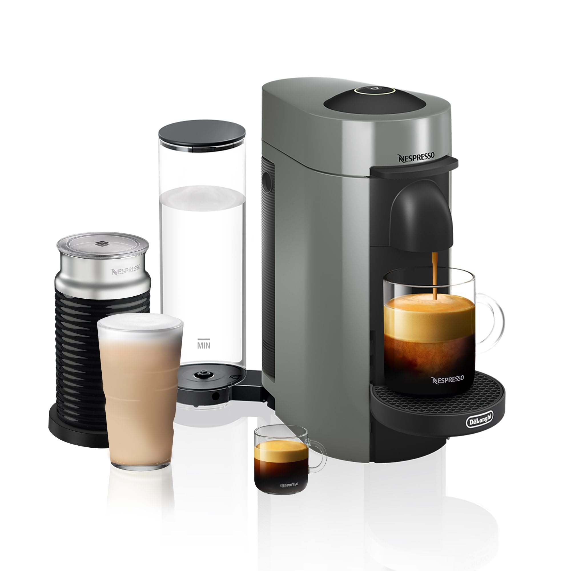 Photo 1 of De'Longhi Nespresso Vertuo Plus Coffee and Espresso Maker by De'Longhi, Grey with Aeroccino Milk Frother