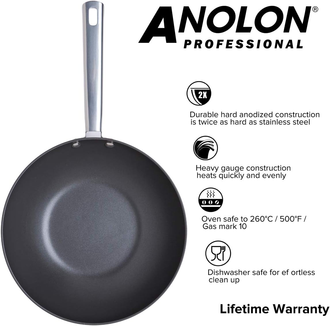 Anolon Professional Stirfry-26cm-Premium Non Stick Stir Fry pan Aluminium Cookware, Oven and Dishwasher Safe - Image 4