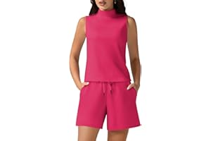 Casly Lamiit Women's Summer 2 Piece Outfits Mock Neck Tank Top High Waisted Shorts Lounge Sets 2024 Fashion Tracksuit