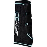 Horseware Ice-Vibe Leg Wraps, Black/Aqua, Full | Contoured fit for lower leg, Stretchy pockets for cold packs, Velcro fastenings
