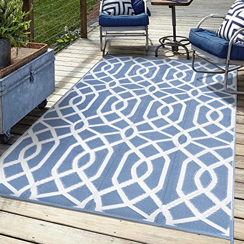 wikiwiki 5x8 FT Reversible Mats, Outdoor Plastic Straw Rug, Recycled