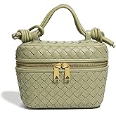 AGDHERSNVX Woven Crossbody Bag for Women Small Top-Handle Pouch Purse Square Box Shoulder Handbag with Adjustable Strap