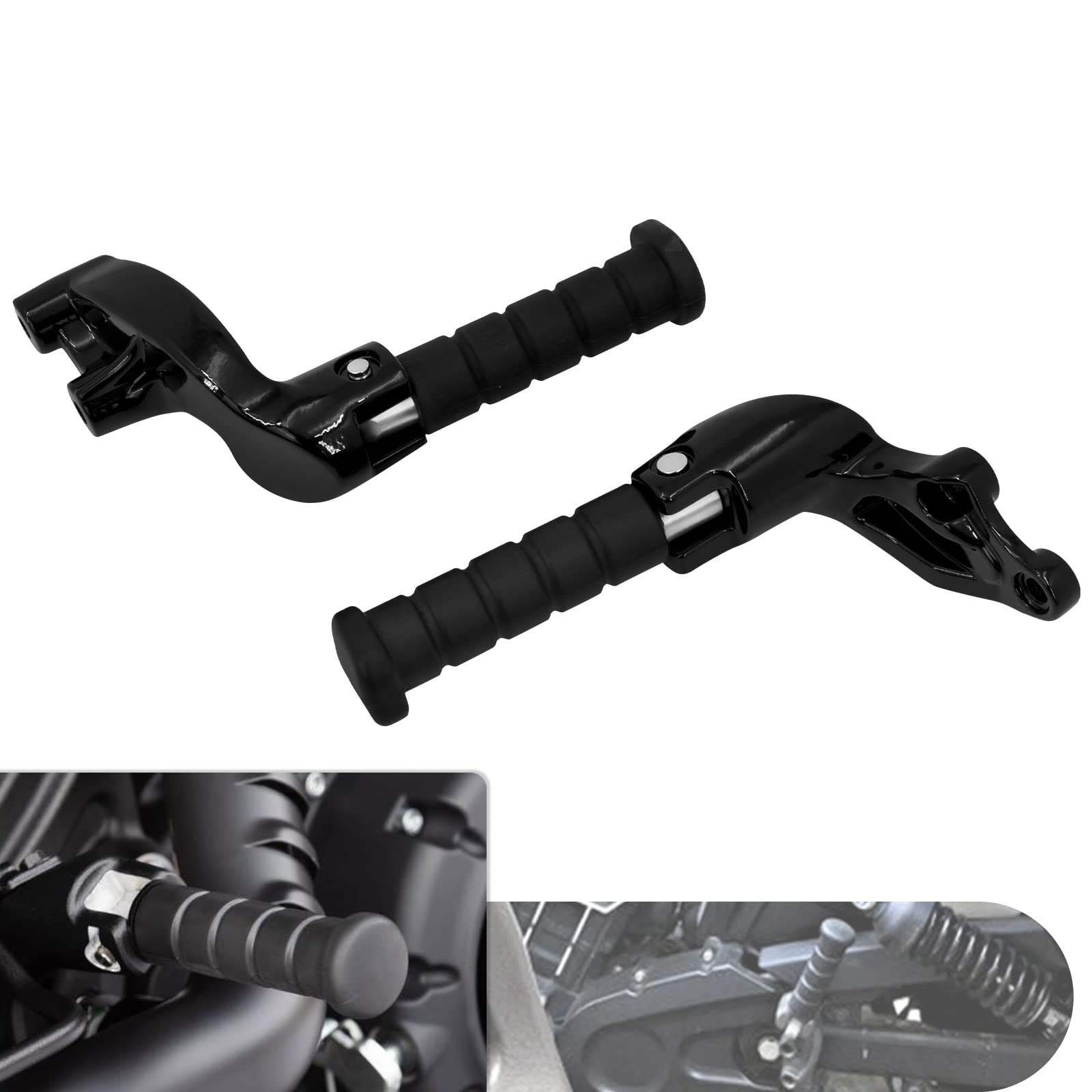 Photo 1 of HCmotorku Motorcycle Rear Passenger Foot Pegs Footrest Mount Bracket Fit for Indian Scout 2015-2025 Scout Sixty 2016-2025 Bobber 2018-2025 (Gloss Black)