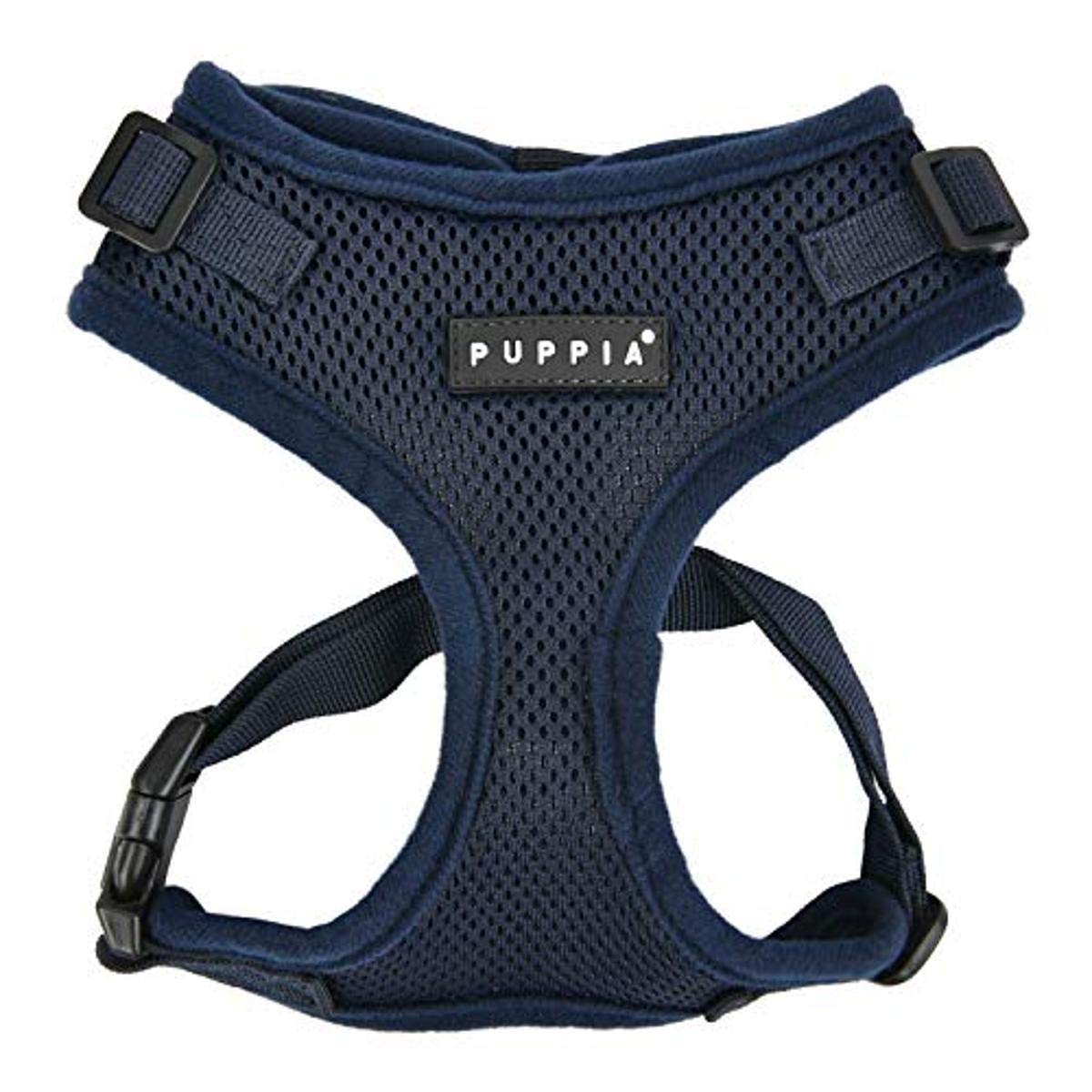 Puppia Ritefit Dog Harness small dog and medium dog harness - Adjustable and Super soft in many colours - Also usable as Puppy Harness - Anti Pull Dog Lead, Navy, M