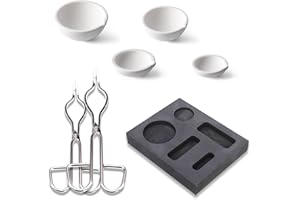 Miocololy 7pcs Metal Melting Casting Kit, Including 2 Crucible Tongs, 5-in-1 Graphite Melting Mold, 4 Quartz Crucible
