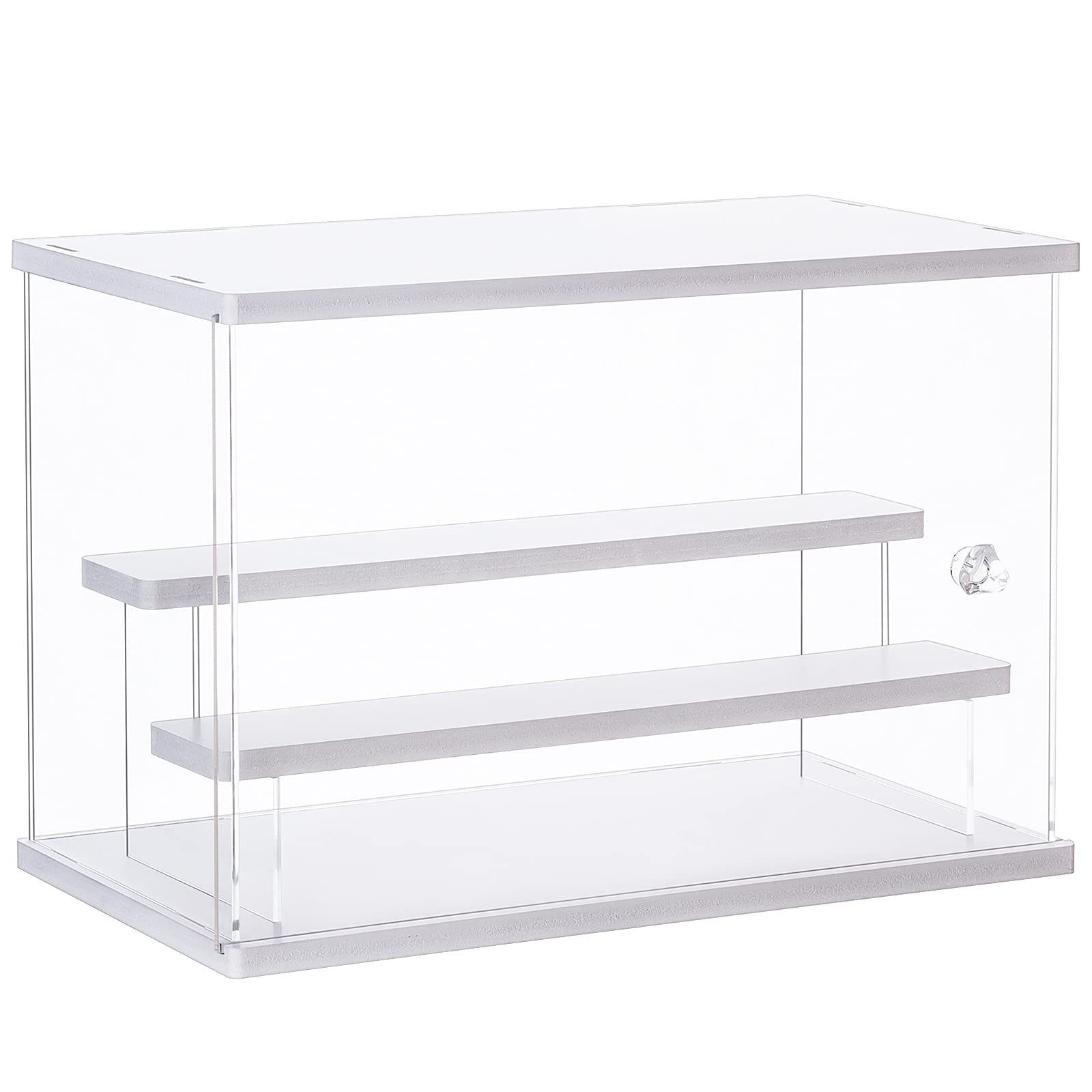 Photo 1 of CECOLIC Acrylic Display Case Clear Display Storage Box Countertop Cube for Collectibles, Action Figures, Miniature Figurines Dustproof Protection Storage & Organizing (White, 12.4x7x8.6in)