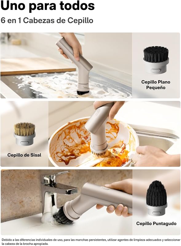 Limpiador giratorio eléctrico, IPX7, cepillo impermeable de cuerpo completo, limpiador inalámbrico de baño con 9 cabezales, hasta 22 pulgadas-libras