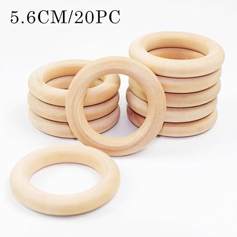 Mamimami Home Hölzerne Beißring Natürliche Unfertige Hölzerne Ringe 5.6cm Umweltfreundliche Natürliche Hölzerne Ringe für Hal