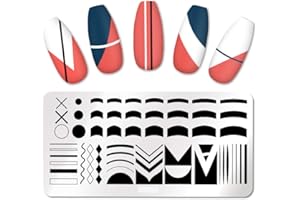 BELLECREY Nail Stamping Plates French Tip Pictures Nail Art Stamping Template Stainless Steel Nail Design Stencil Tools Nail Design Stamp French Tip Stamp