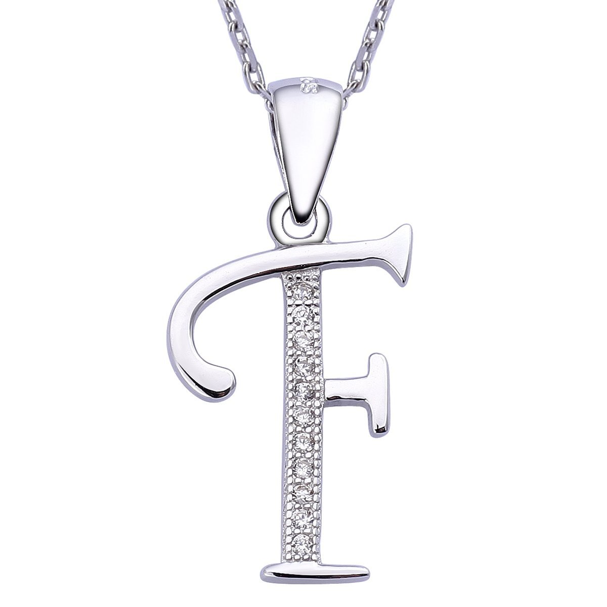 VIKI LYNN Initial Pendant F 925 Sterling Silver Letter Necklace with Cubic Zirconia Personalised Gifts for Women Ladies — image 1