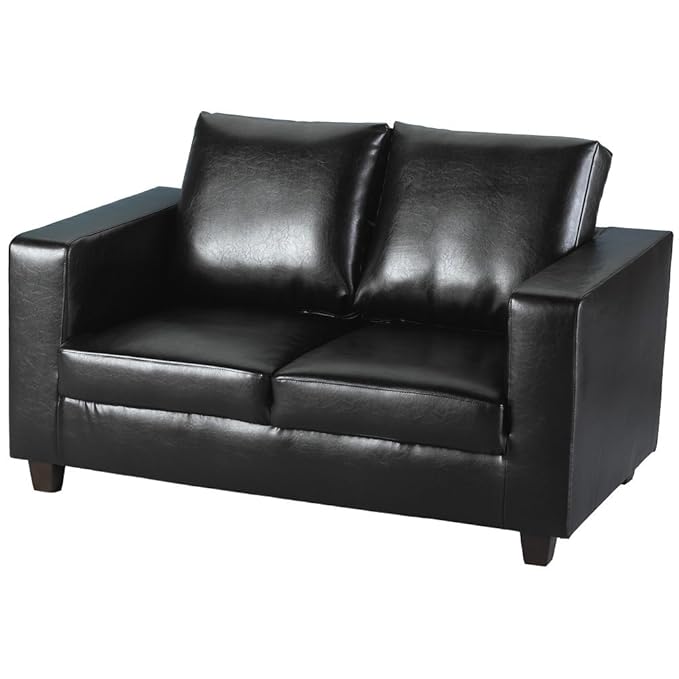 Tempo Two Seater SofaInABox Made of Faux Leather(Black) Amazon.co